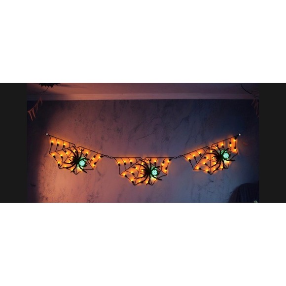 Hyde and Eek Boutique Other - Halloween Spider Web String Lights Hyde & Eek Orange Black Decor Party